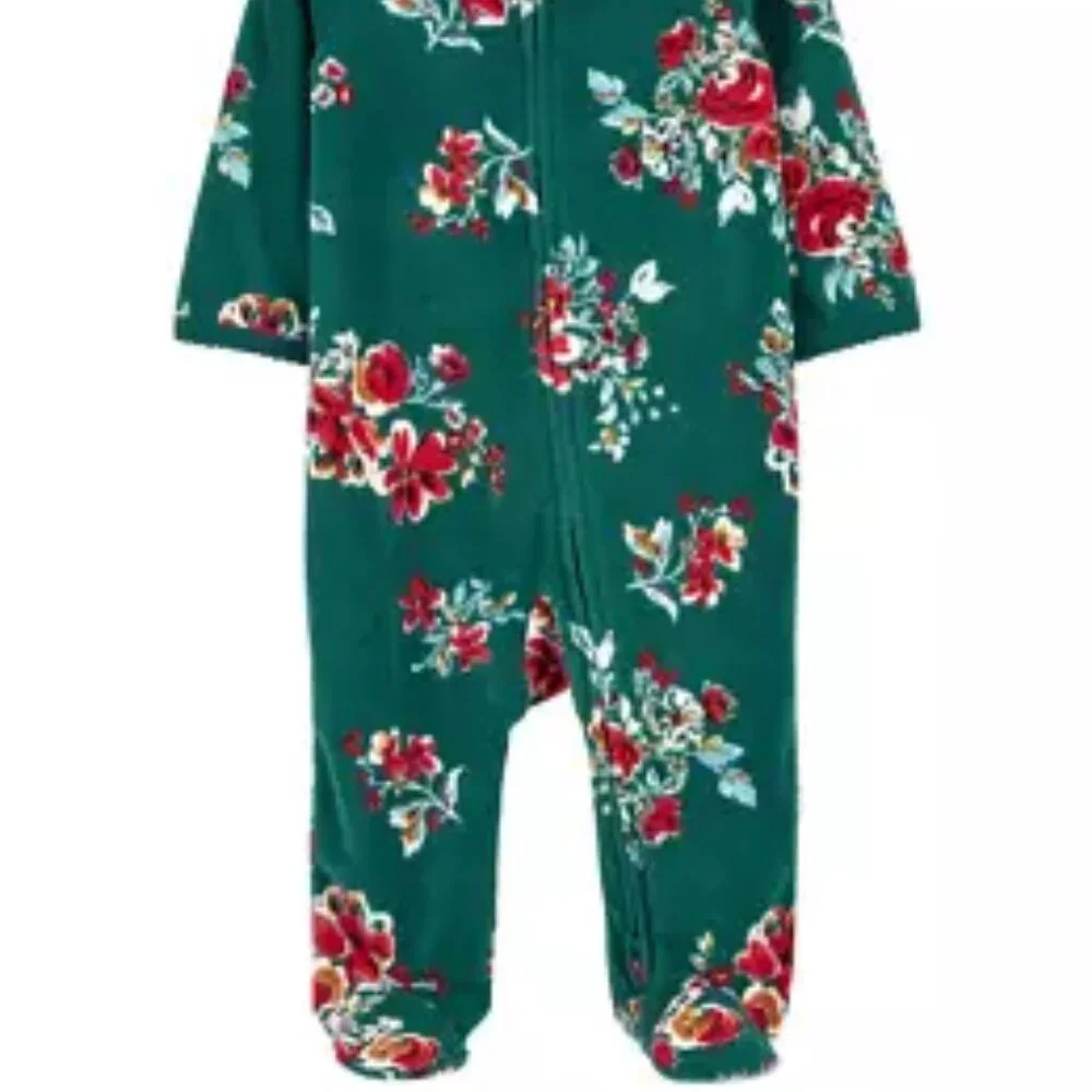 Carter's Baby Floral Zip-Up Fleece Sleep & Play Pajamas/NWT/9M